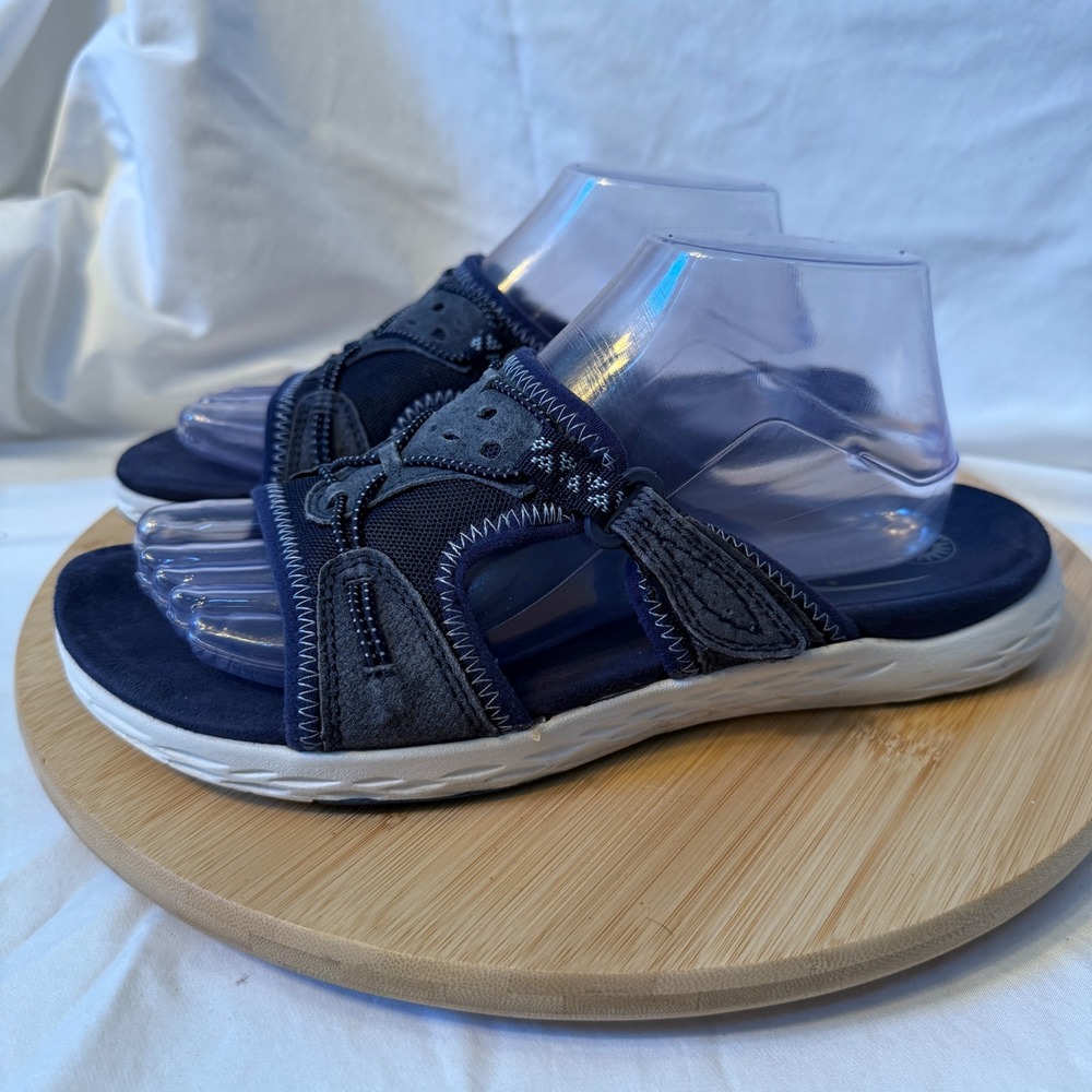 Earth Spirit Gelron Cushion Blue Slide Sandals Womens Size 9 Adjustable Strap